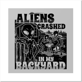 Aliens Crashed In My Backyard Funny Alien E.T. Retro Meme Posters and Art